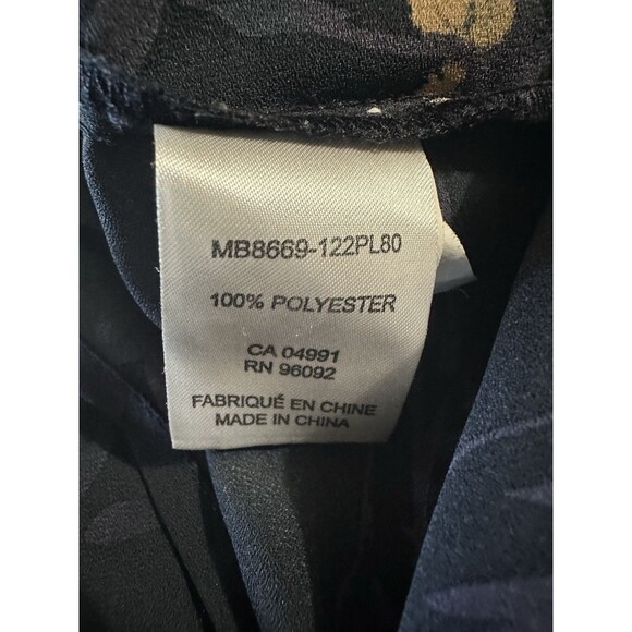 Carolina Belle Blouse Black Floral Print Lightweight Bell Sleeve Tie Neck Sz SP - Picture 6 of 7